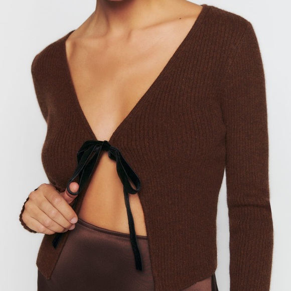 Reformation Antoinette Cashmere Tie Front Cardigan - Picture 2 of 6